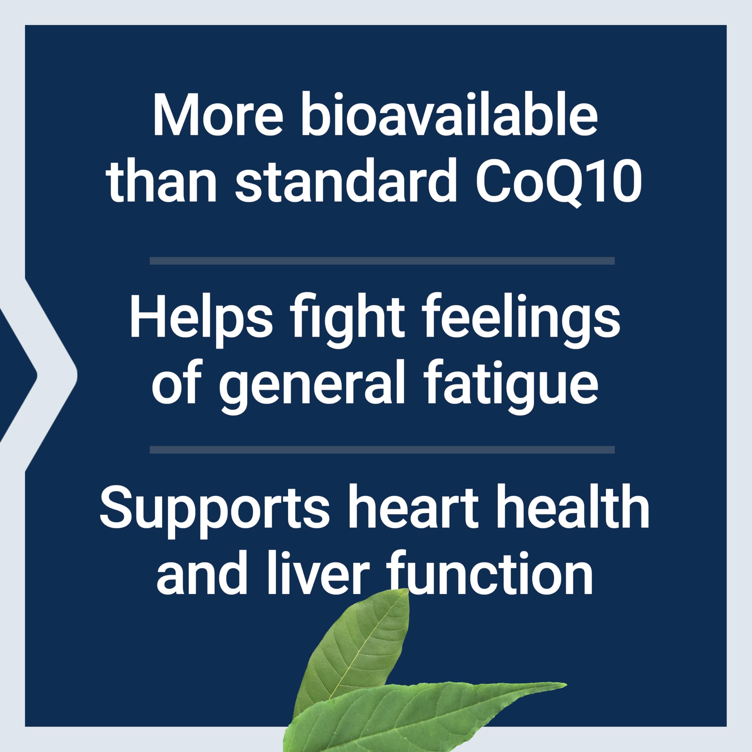 Closeup of Life Extension CoQ10 softgels with smooth, glossy coating.
