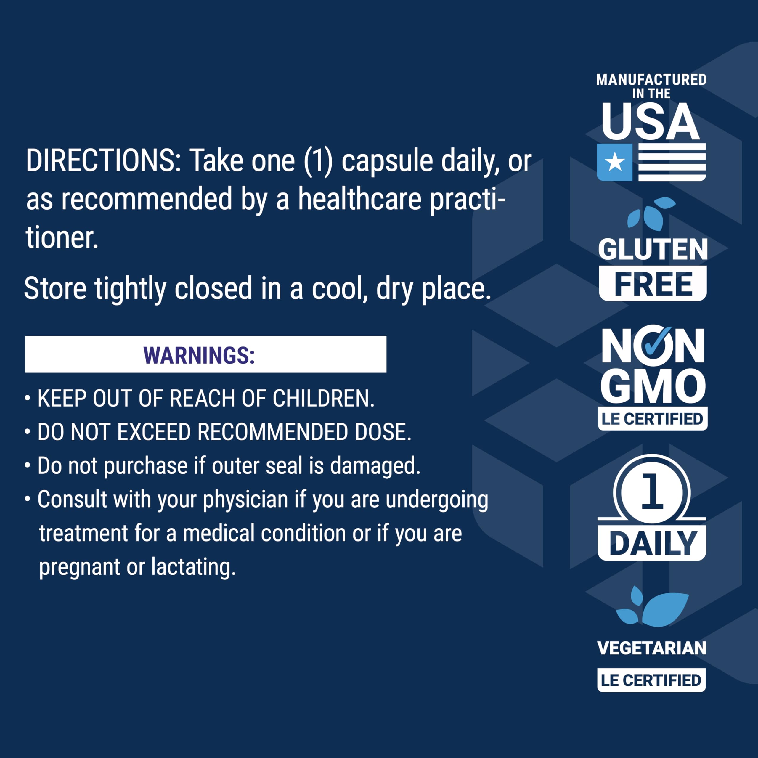 Life Extension Cortisol-Stress Balance label highlights gluten-free and non-GMO standards.