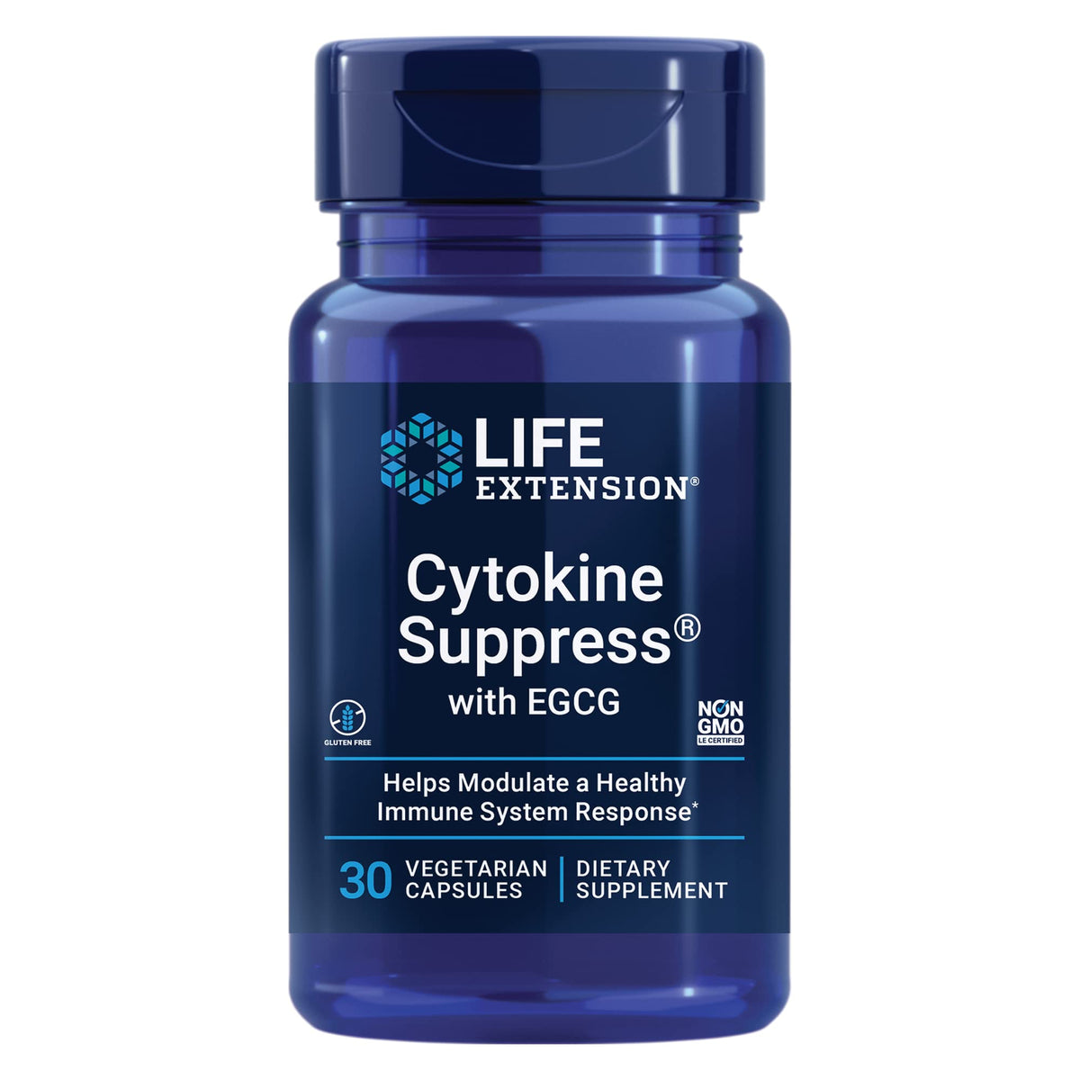 Life Extension Cytokine Suppress EGCG bottle front for easy immune-support identification