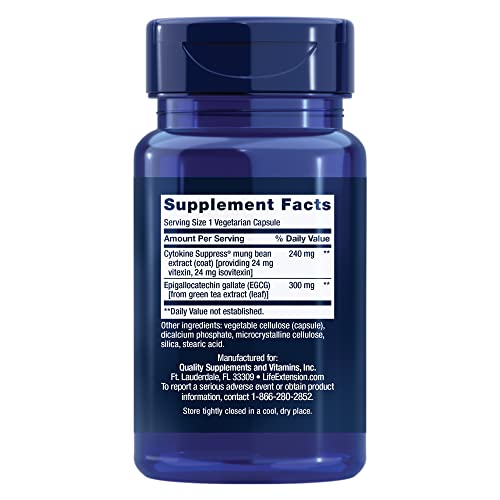Life Extension Cytokine Suppress EGCG capsules shown for daily supplement routine