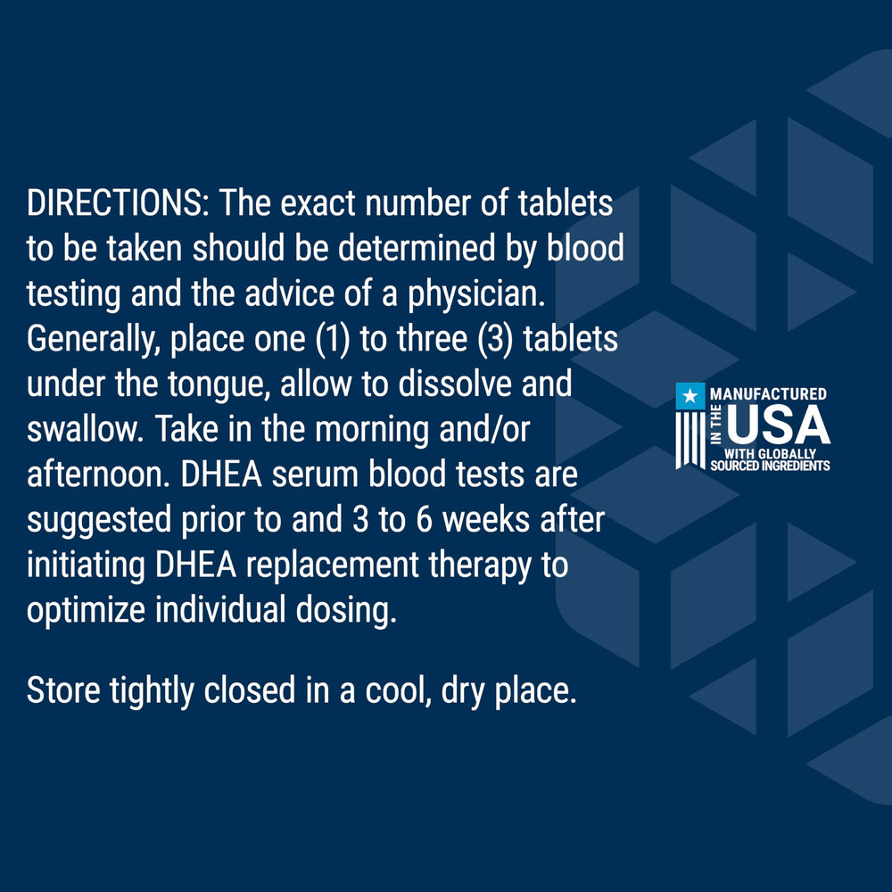 Life Extension DHEA 25 mg packaging view with 100-tablet supply.