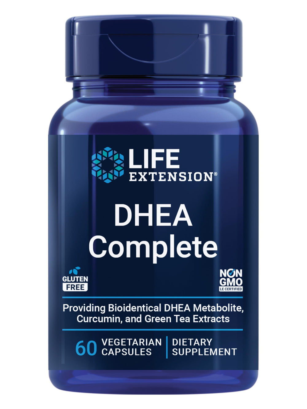 Life Extension DHEA Complete bottle on shelf supports daily wellness and balanced metabolism.