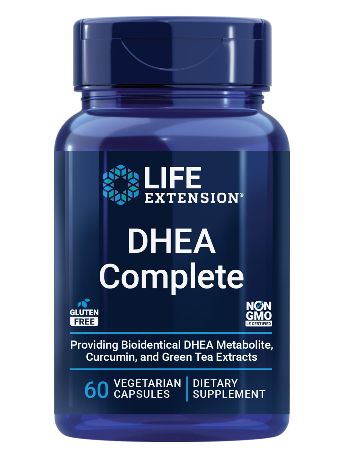 Life Extension DHEA Complete bottle on shelf supports daily wellness and balanced metabolism.