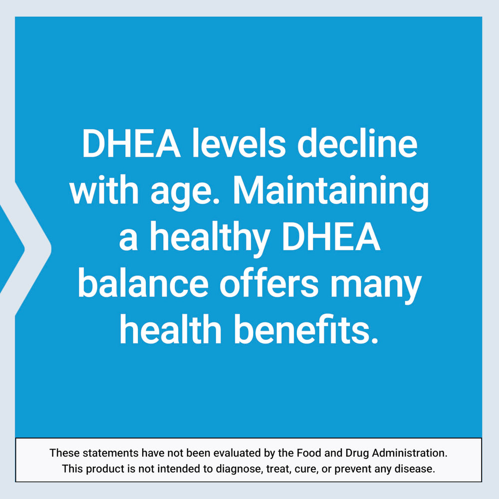 Life Extension DHEA container with a USA-made badge.
