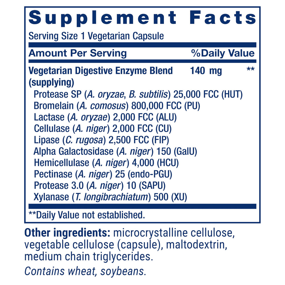 Life Extension Enhanced Super Digestive Enzymes capsules closeup shows vegetarian capsules