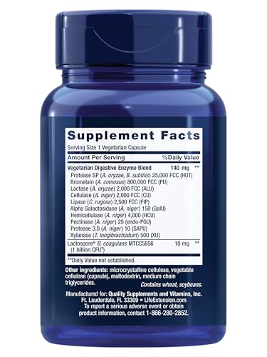 Life Extension Enhanced Super Digestive Enzymes capsules ready for daily enzyme support.
