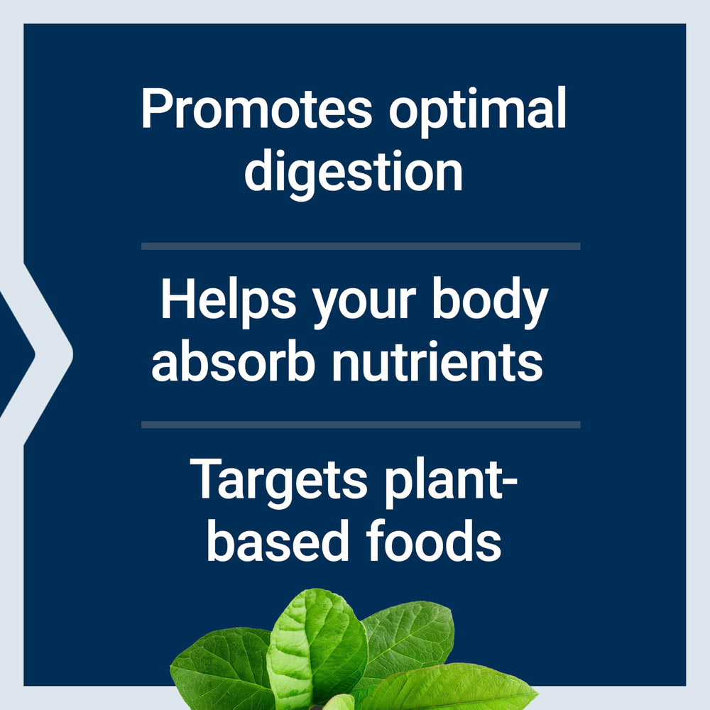 Life Extension Enhanced Super Digestive Enzymes plant-based-diet-friendly image demonstrates greens digestion compatibility