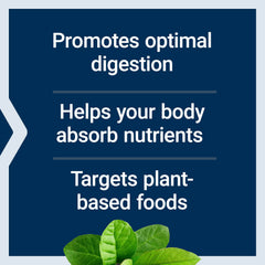 Life Extension Enhanced Super Digestive Enzymes plant-based-diet-friendly image demonstrates greens digestion compatibility