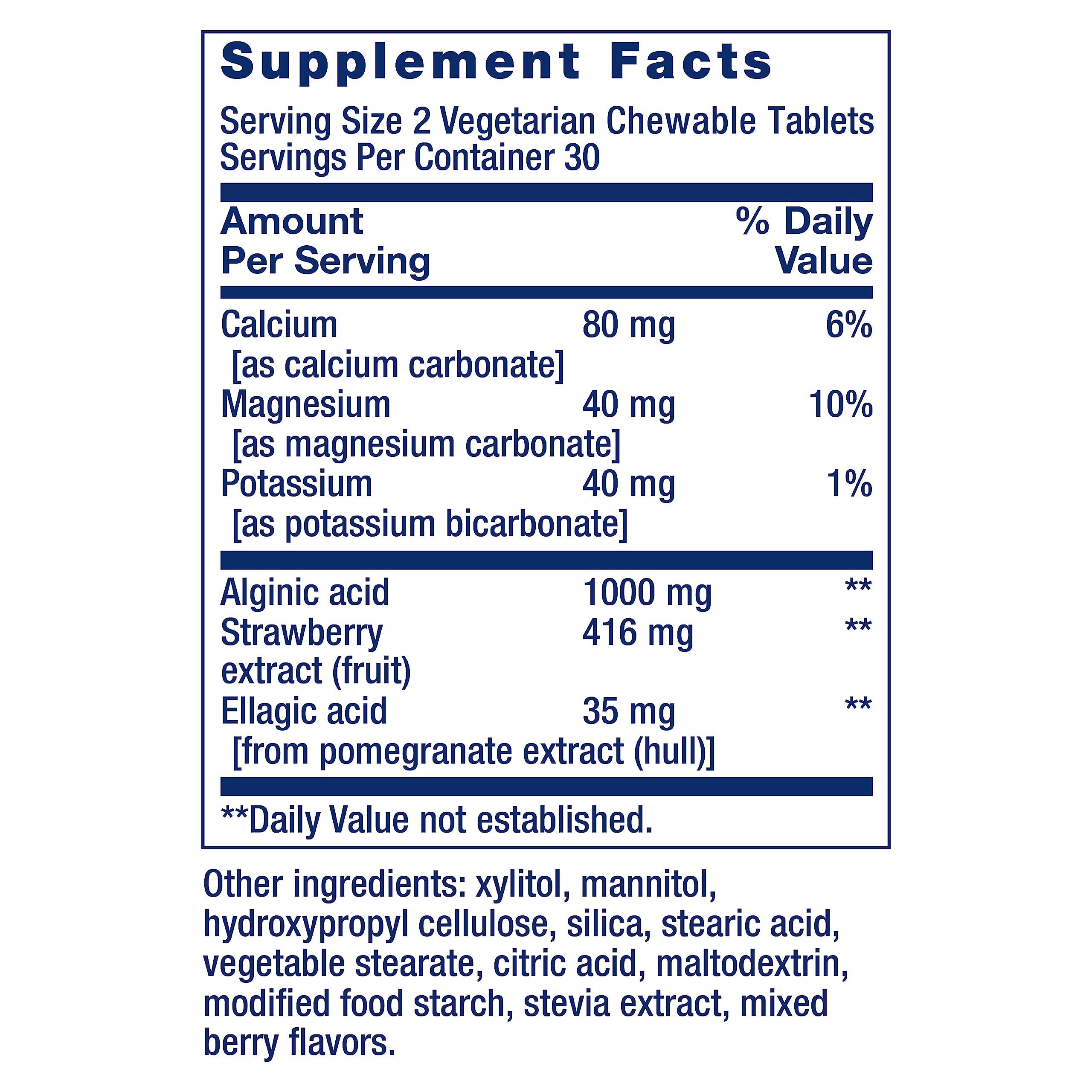 Calcium-magnesium visuals highlight esophageal comfort support within the formula.