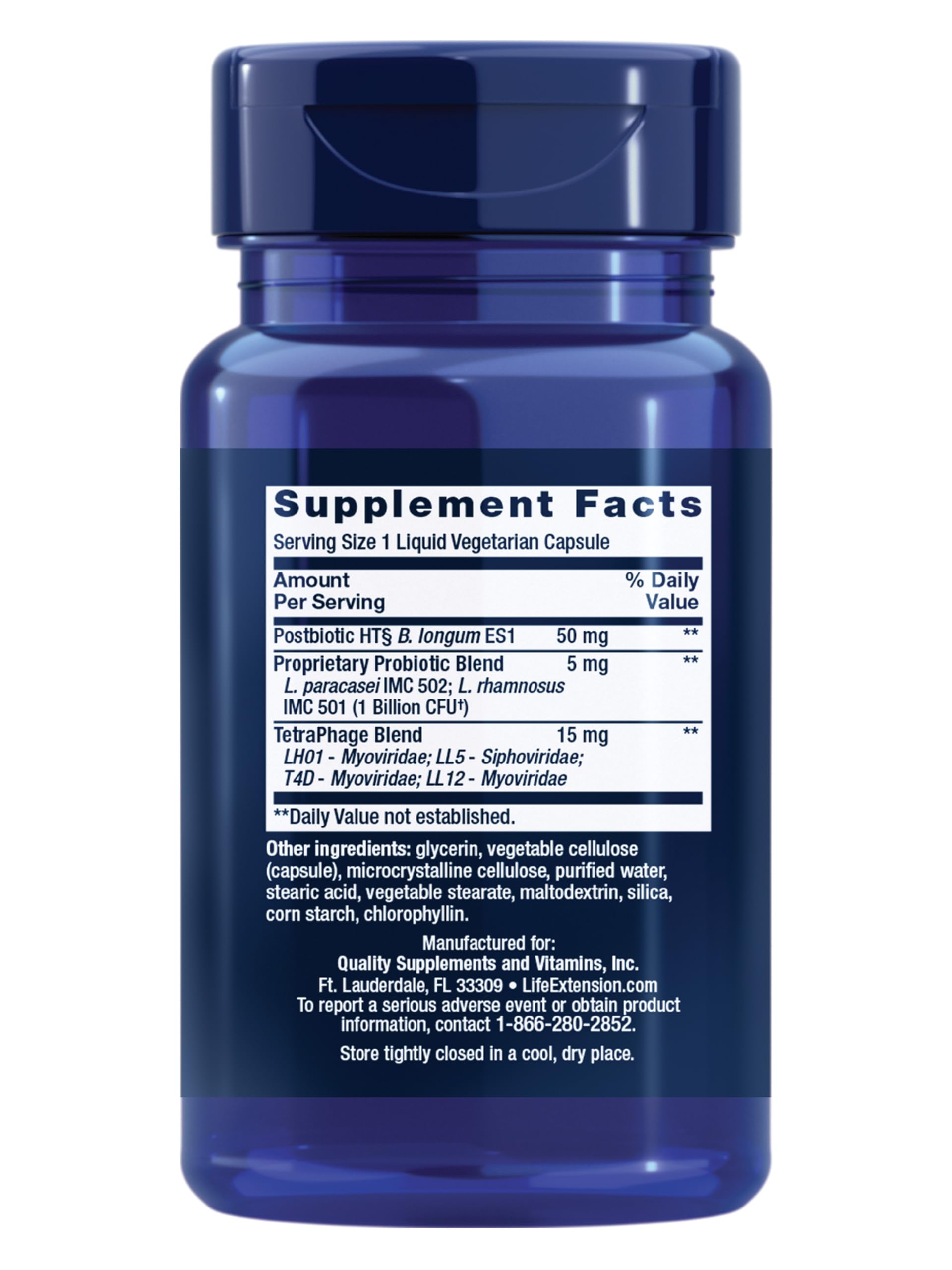 Close-up of Life Extension FlorAssist GI capsules for gut balance.