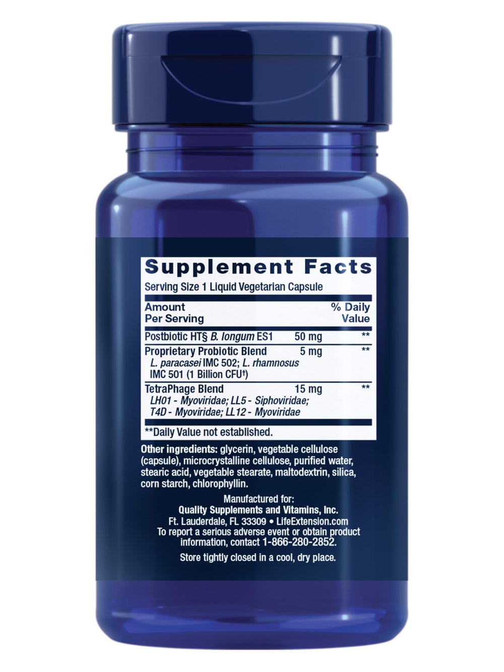 Close-up of Life Extension FlorAssist GI capsules for gut balance.
