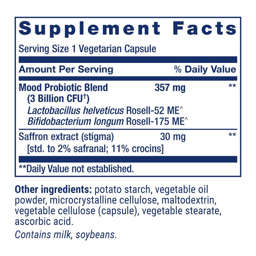 Life Extension FlorAssist label closeup highlighting saffron and probiotic blend.