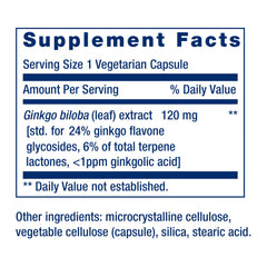 Label detail shows ginkgolic acid kept under 1 ppm for purity.