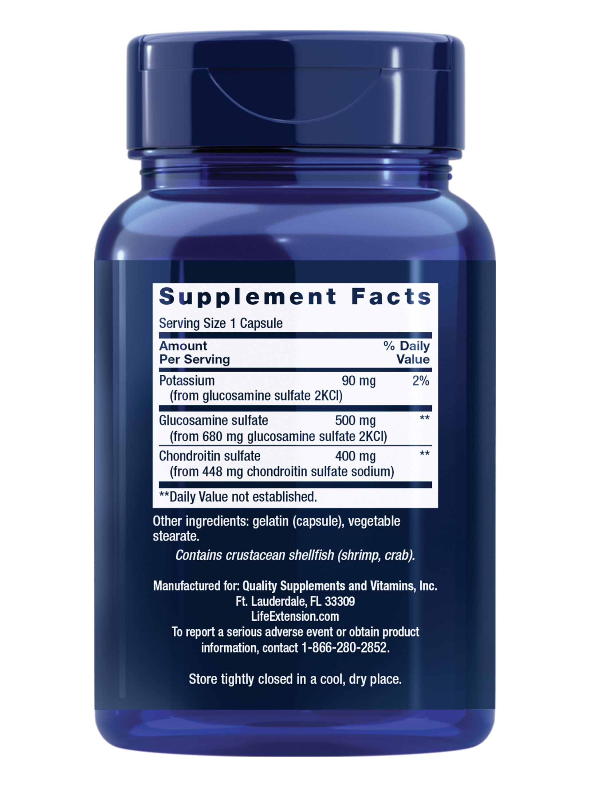 Life Extension label close-up showing key joint health ingredients.