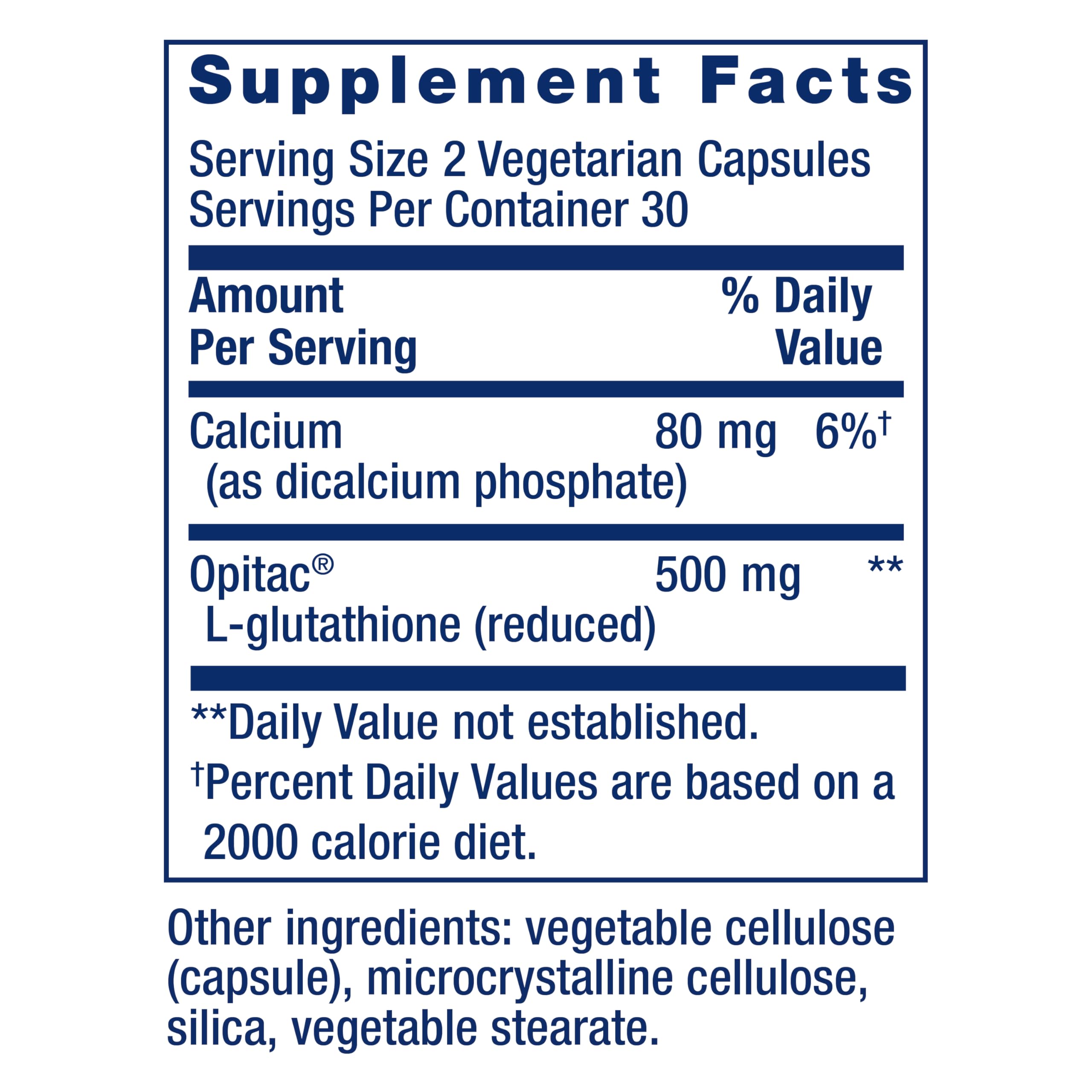 Life Extension Glutathione active form label emphasizing potency