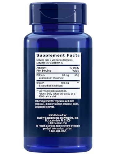 Close-up of Life Extension Glutathione capsules highlighting the active reduced form