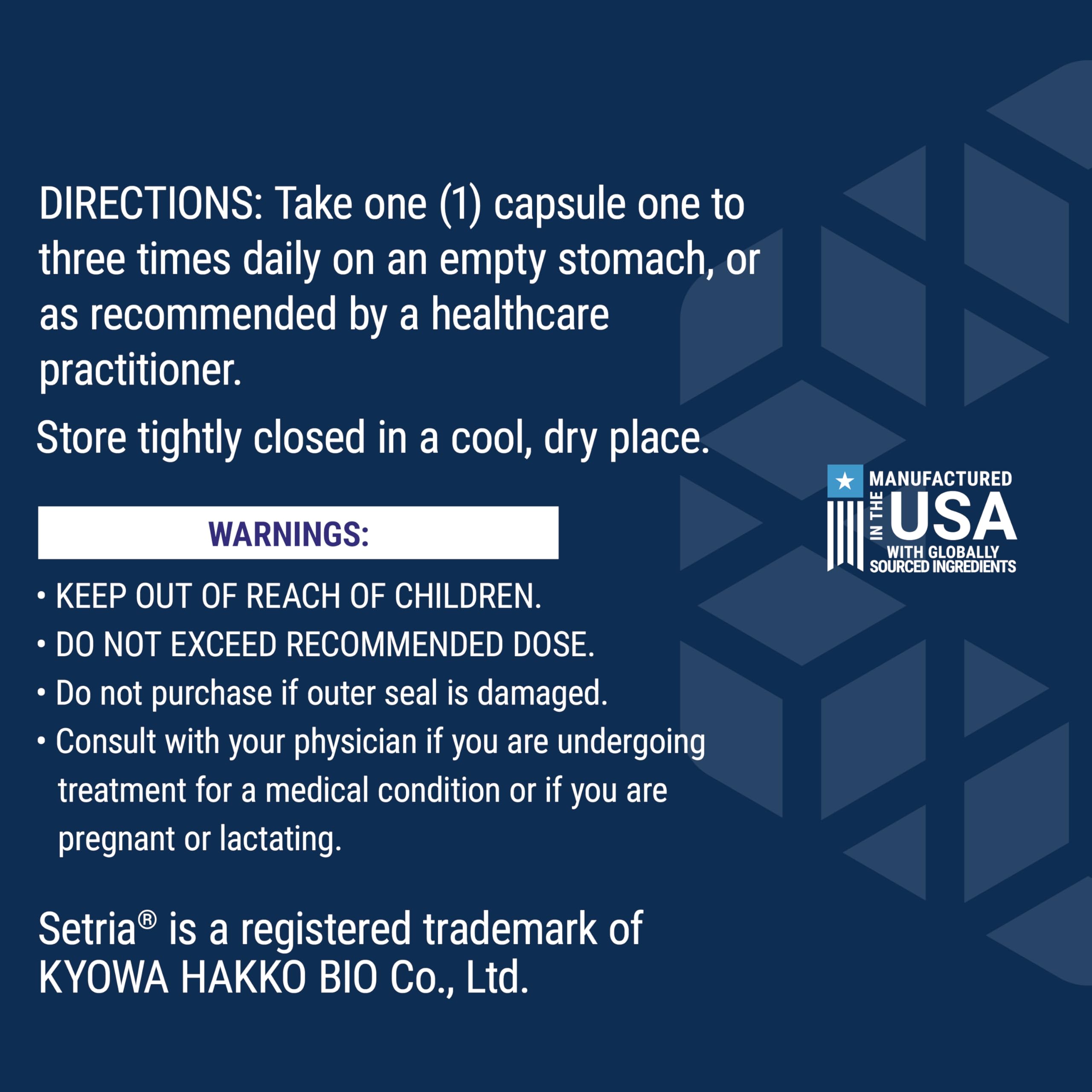 Life Extension Glutathione Cysteine C made-in-USA mark ensures domestic manufacturing standards