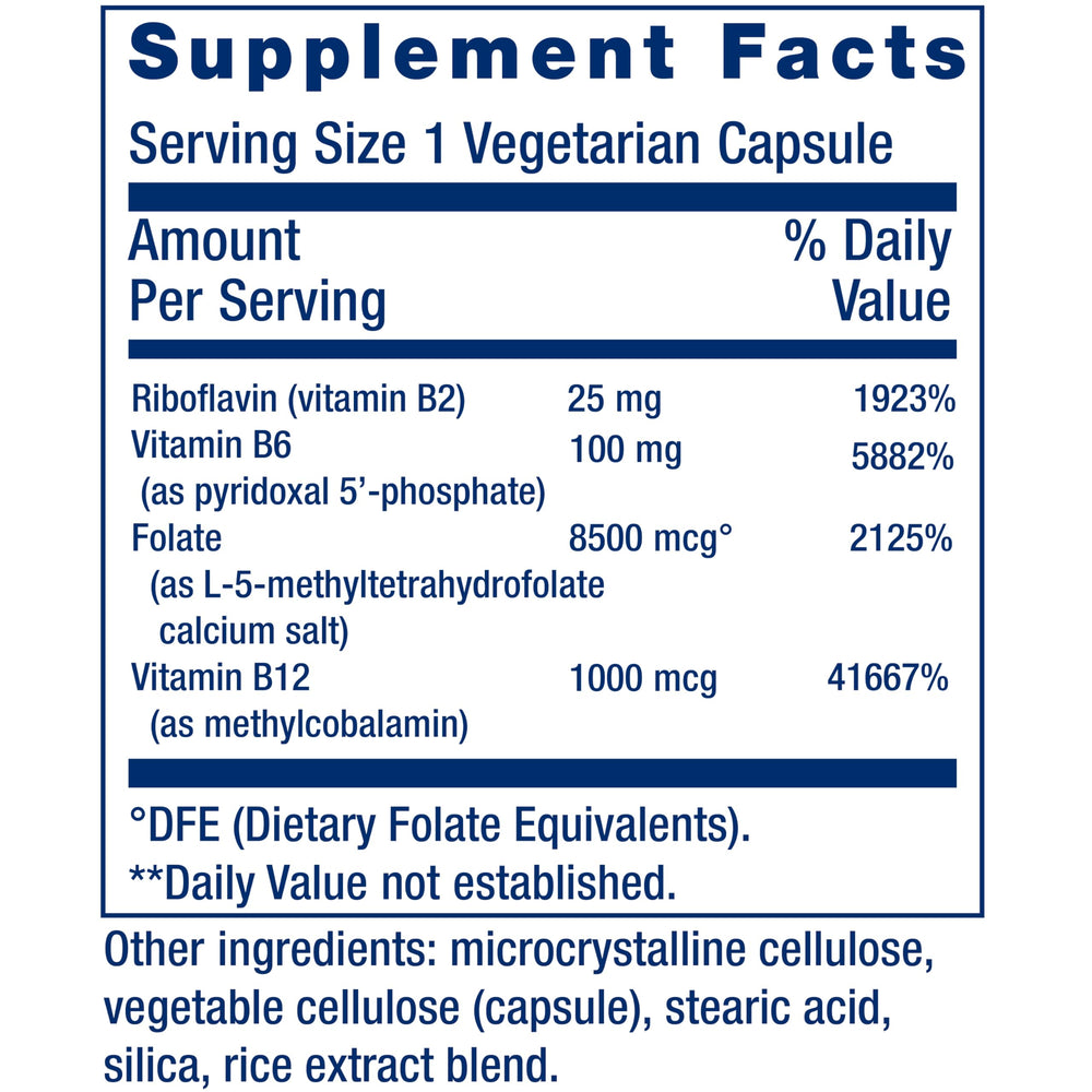 Detail of Life Extension Homocysteine Resist bottle label with ingredient highlights.
