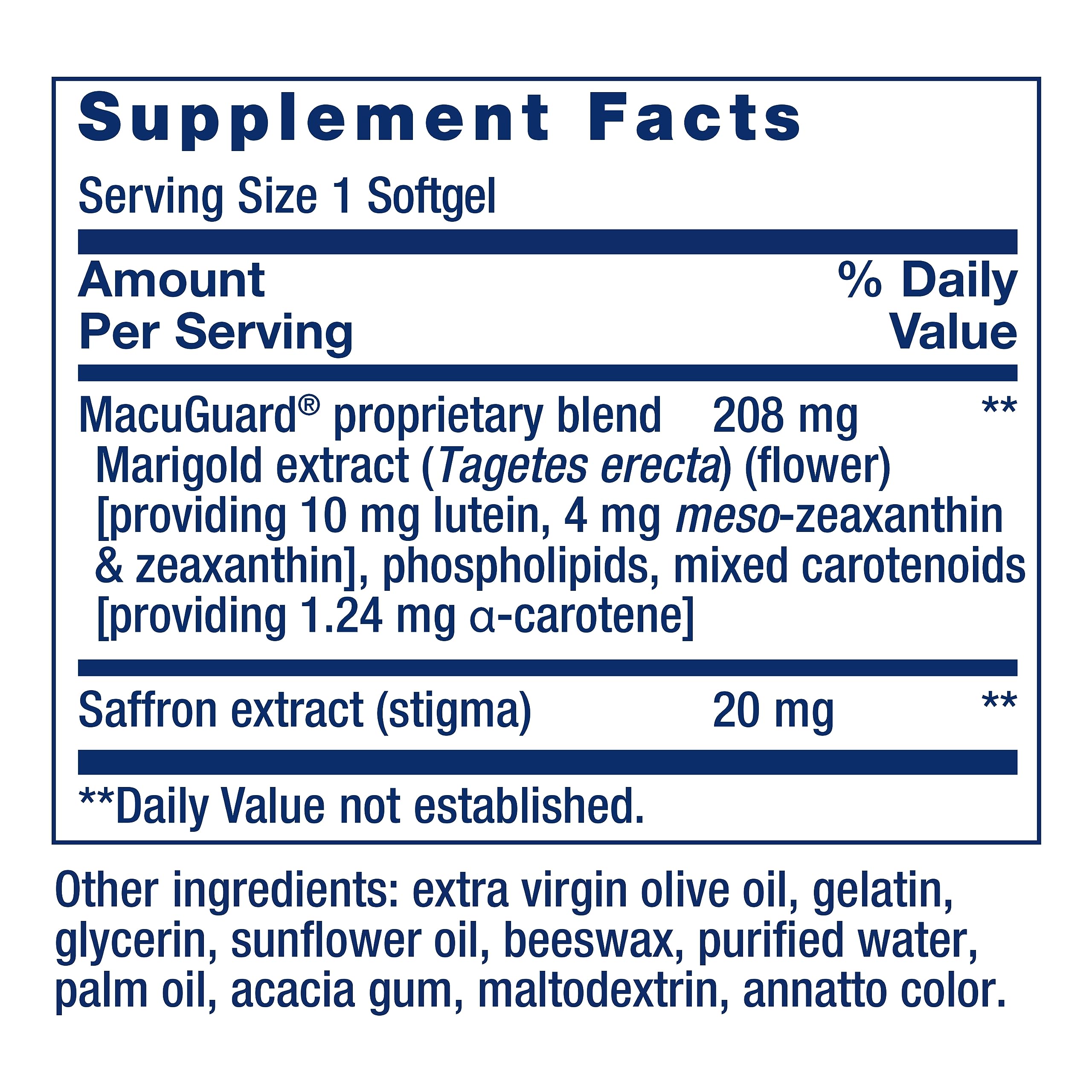 Life Extension MacuGuard Ocular gluten-free label signals purity and quality.