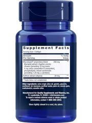 Life Extension MacuGuard Ocular softgels close-up highlighting carotenoids for macular pigments.