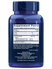 Close-up of Life Extension Mega EPA/DHA softgels for heart and brain support