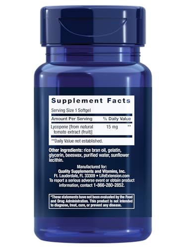 Life Extension Mega Lycopene capsules emphasizing arterial health and endothelial support.