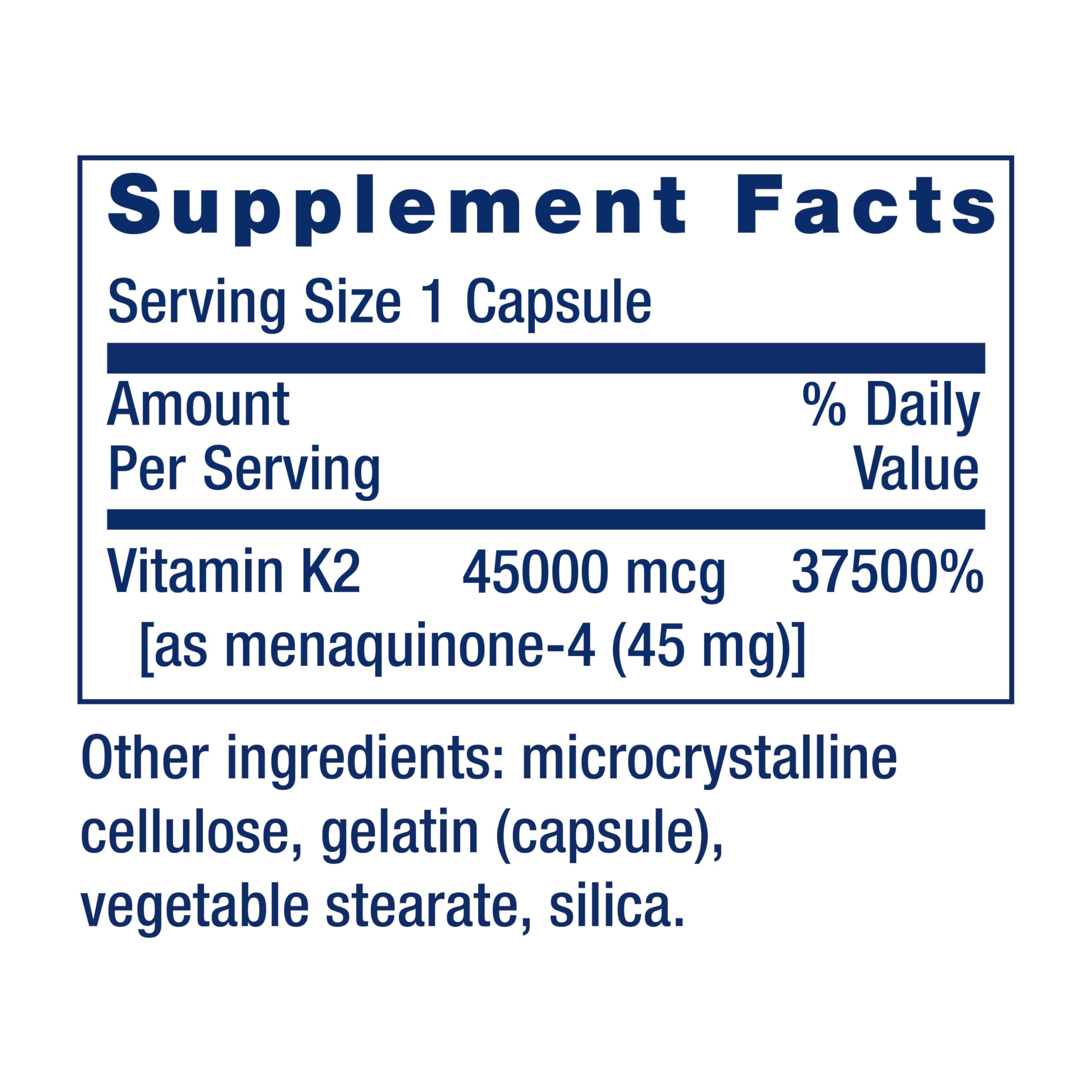 Life Extension Mega Vitamin K2 capsules blister — portable daily dose.