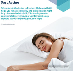 Person about to take Life Extension Melatonin IR/XR before bed for rest.