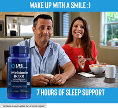 Packaging of Life Extension Melatonin IR/XR highlighting gluten-free and non-GMO quality.