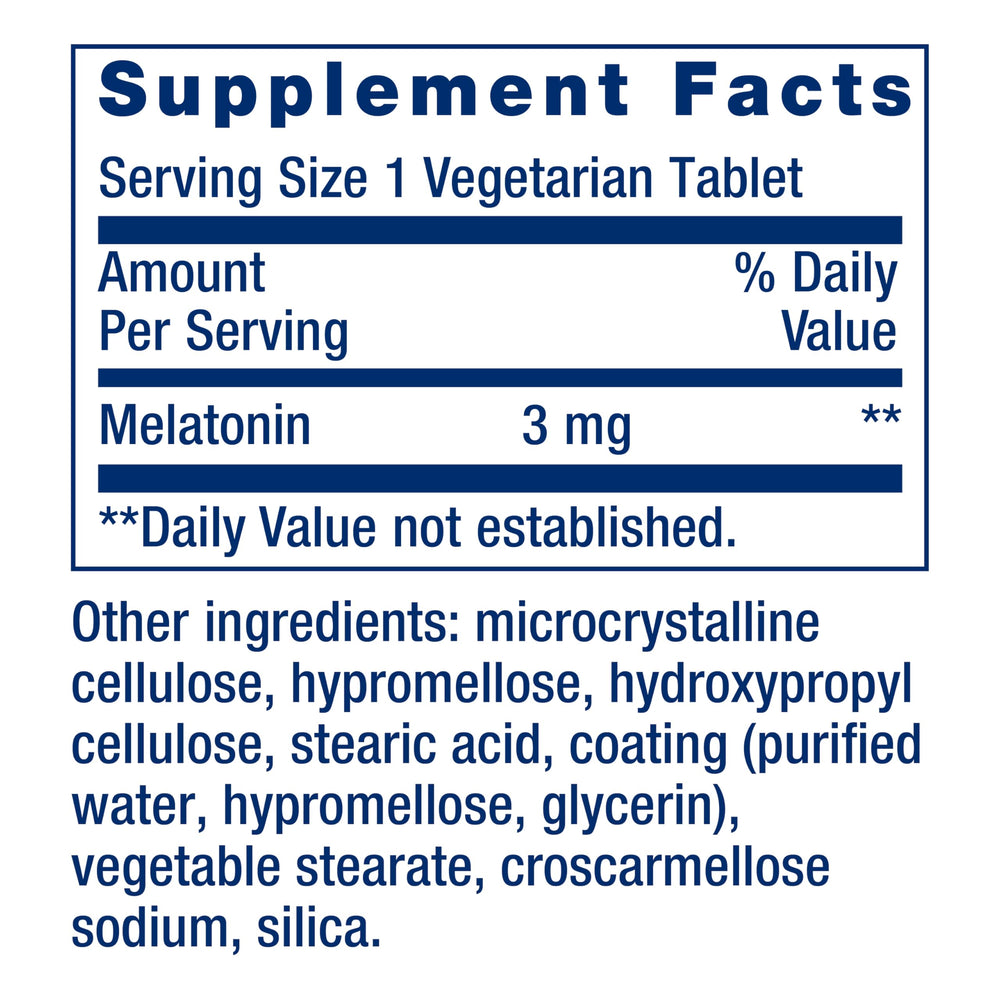 Life Extension Melatonin label closeup emphasizing gluten-free, non-GMO quality