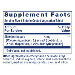 Life Extension Menopause Relief with Siberian rhubarb extract suggesting symptom relief.