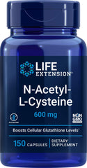 Life Extension NAC 600mg bottle front view for easy daily use and antioxidant support