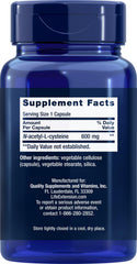 Life Extension NAC capsules close-up illustrating easy-to-swallow capsules for respiratory support