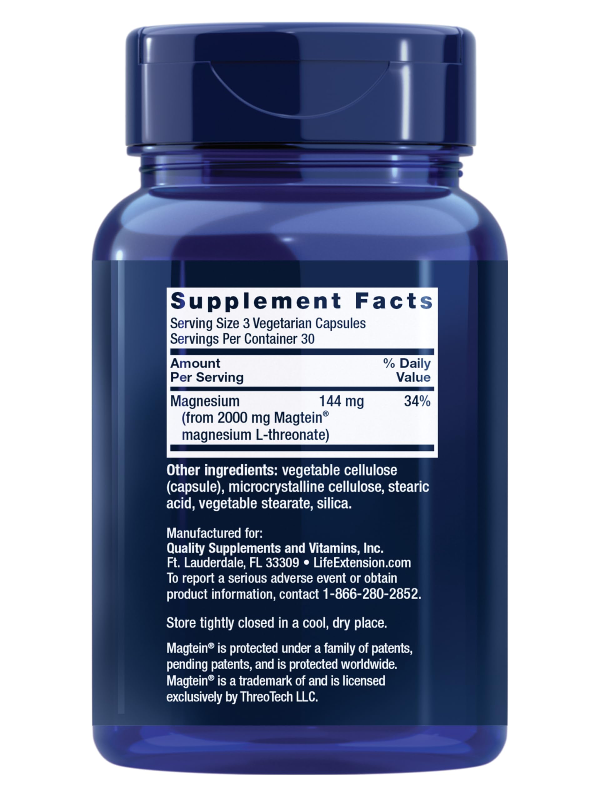 Neuro-Mag capsules arranged to illustrate daily magnesium L-threonate intake