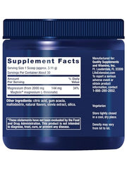 Life Extension Neuro-Mag Tropical Punch label closeup highlighting ultra-absorbable magnesium benefits
