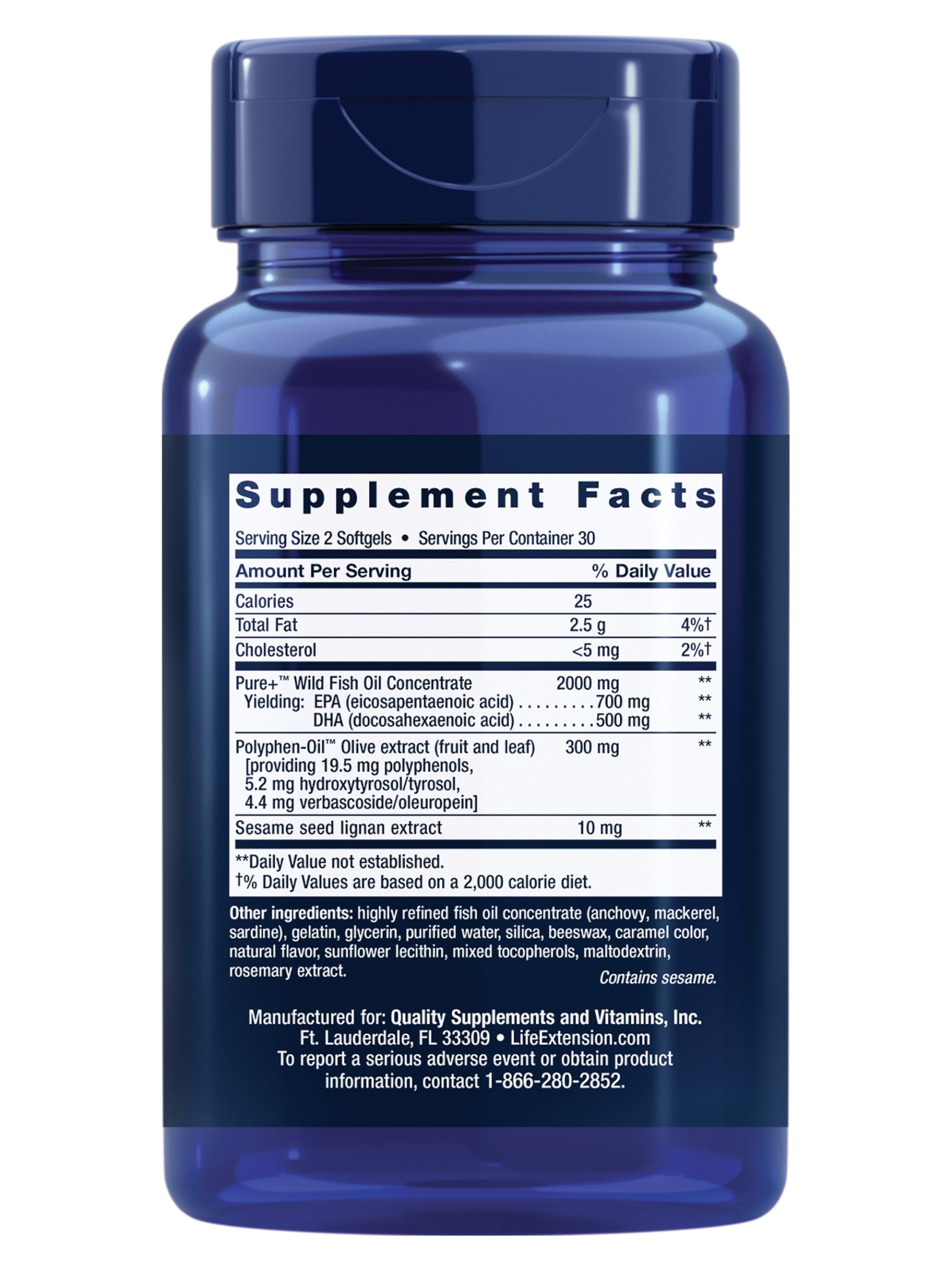 Life Extension olive extract bottle highlighting polyphenols for joint comfort.