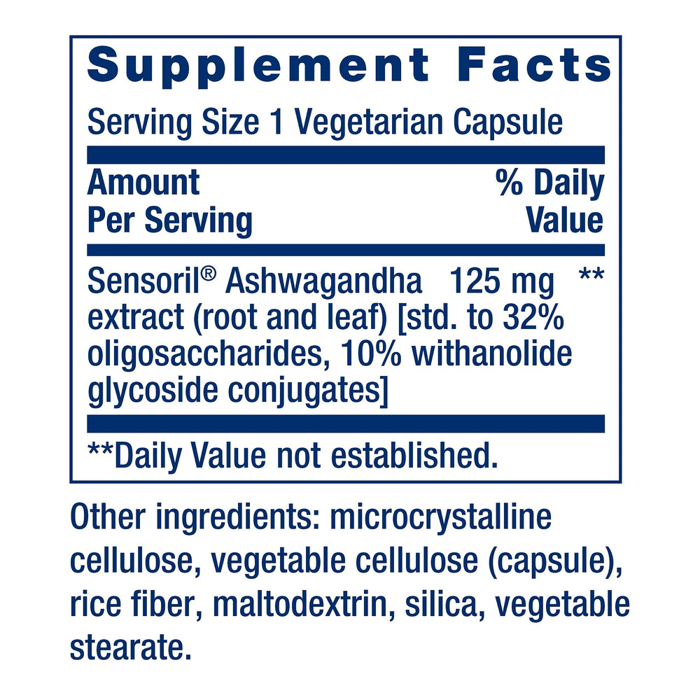 Life Extension Optimized Ashwagandha label view highlighting quality and purity.