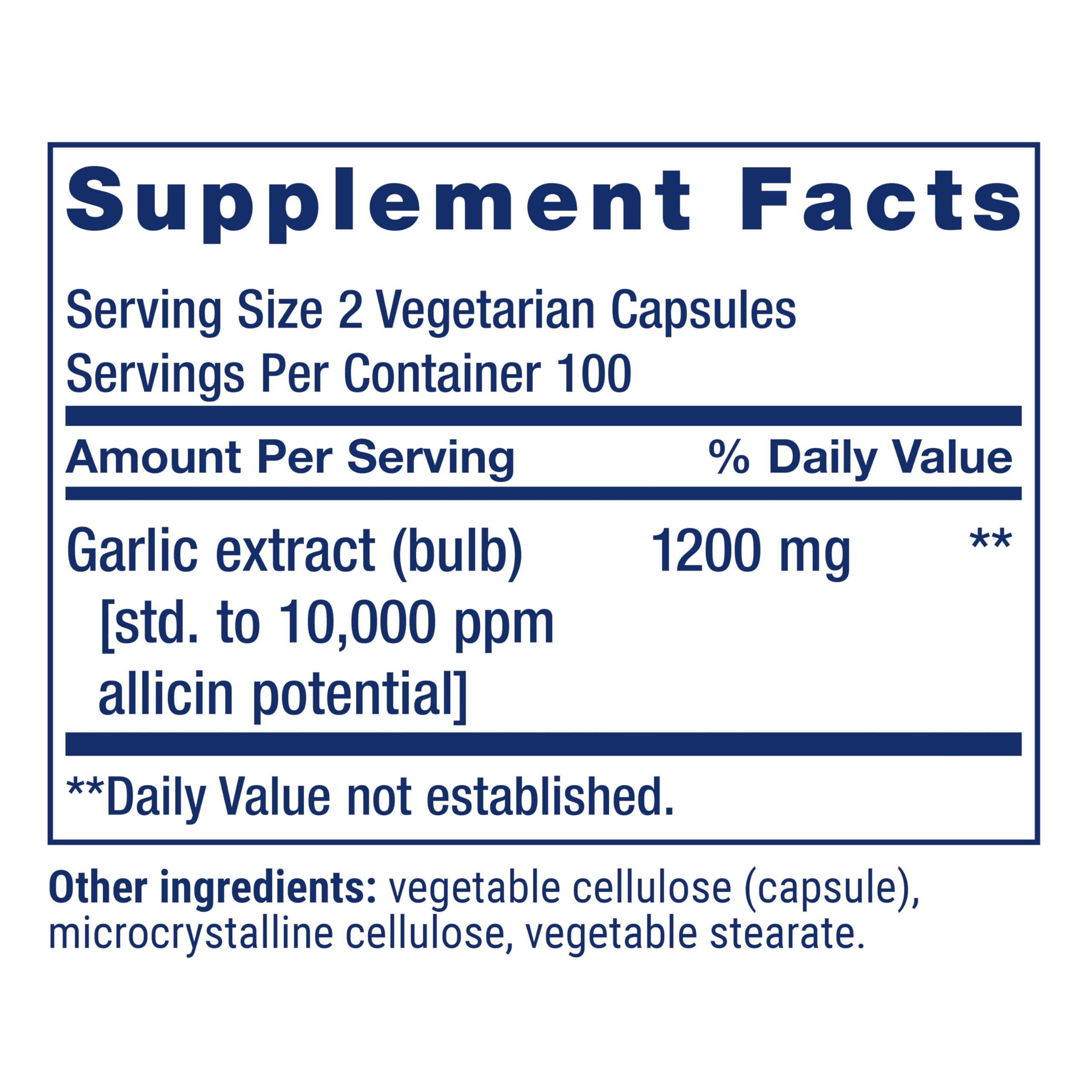 Life Extension Optimized Garlic label highlights non-GMO, gluten-free, USA-made quality.