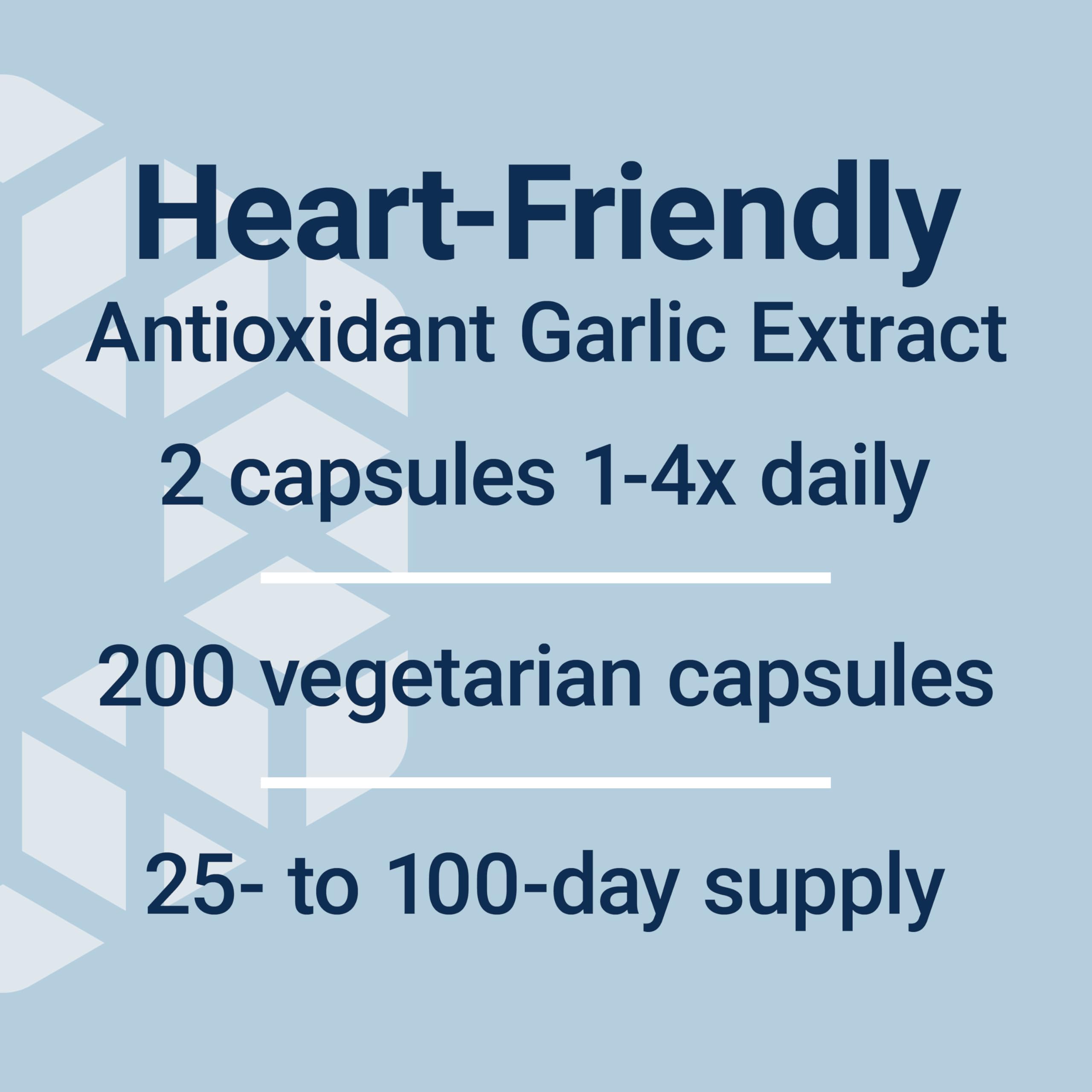 Life Extension Optimized Garlic ingredients profile features allicin and oligosulfides for key benefits.