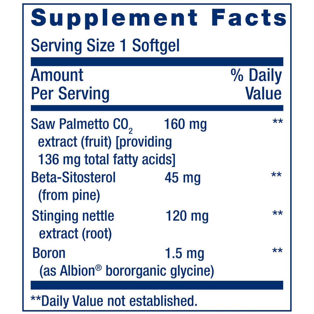 Life Extension PalmettoGuard softgels shown in bottle.