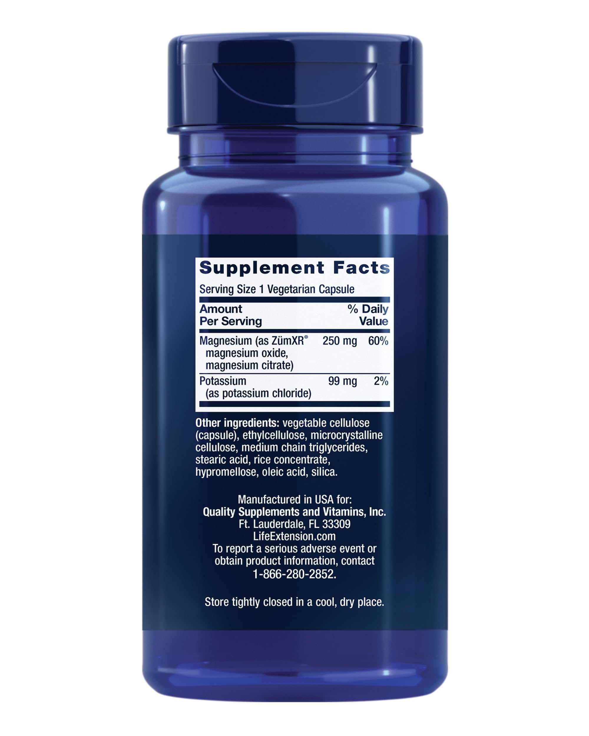 Life Extension capsules close-up highlighting extended-release magnesium.