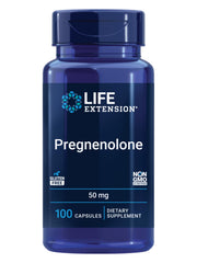 Life Extension Pregnenolone bottle cap—sealed capsule dosage for daily support