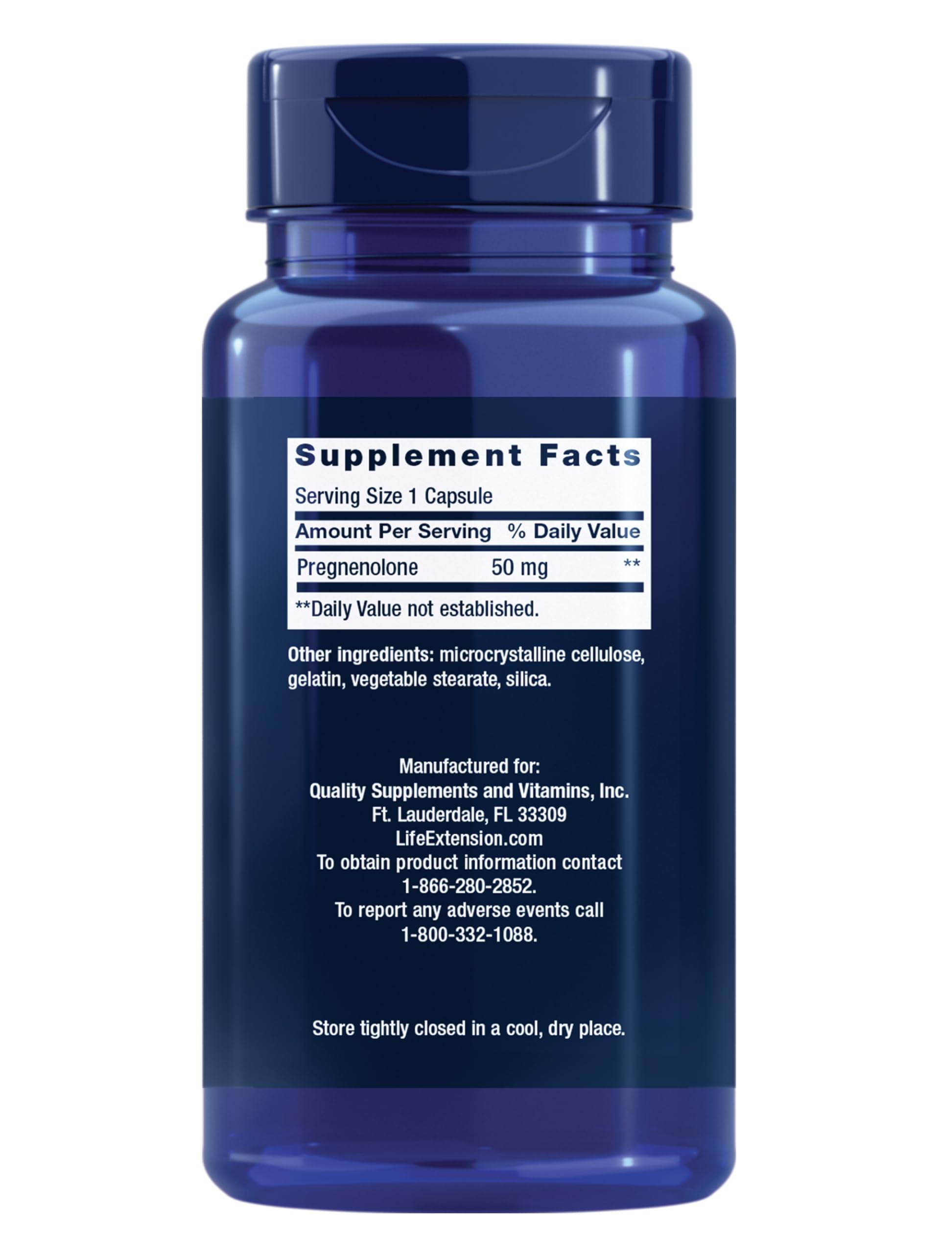 Life Extension Pregnenolone capsules closeup—easy intake for focus and mood