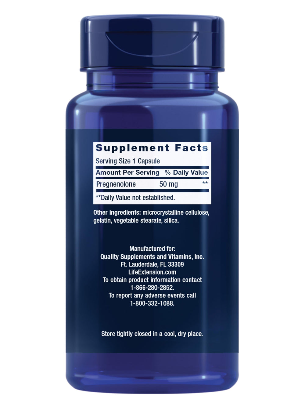 Life Extension Pregnenolone capsules closeup—easy intake for focus and mood