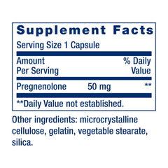 Life Extension Pregnenolone label view—clear nutrition facts and ingredients