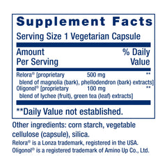 Life Extension Relora magnolia bark ingredient inside the blend for mood support.