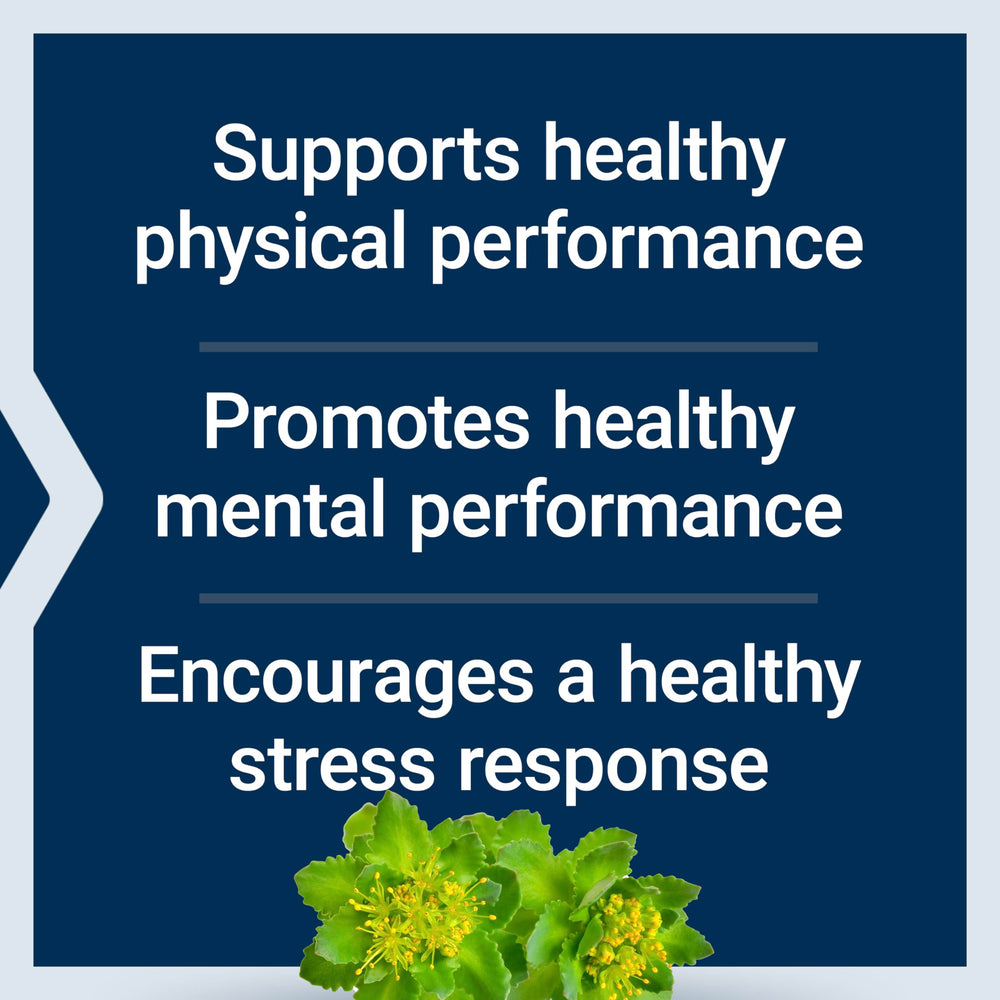 Life Extension Rhodiola bottle on a desk conveying ready-to-use daily wellness.