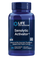 Life Extension Senolytic Activator bottle front showing gluten-free packaging