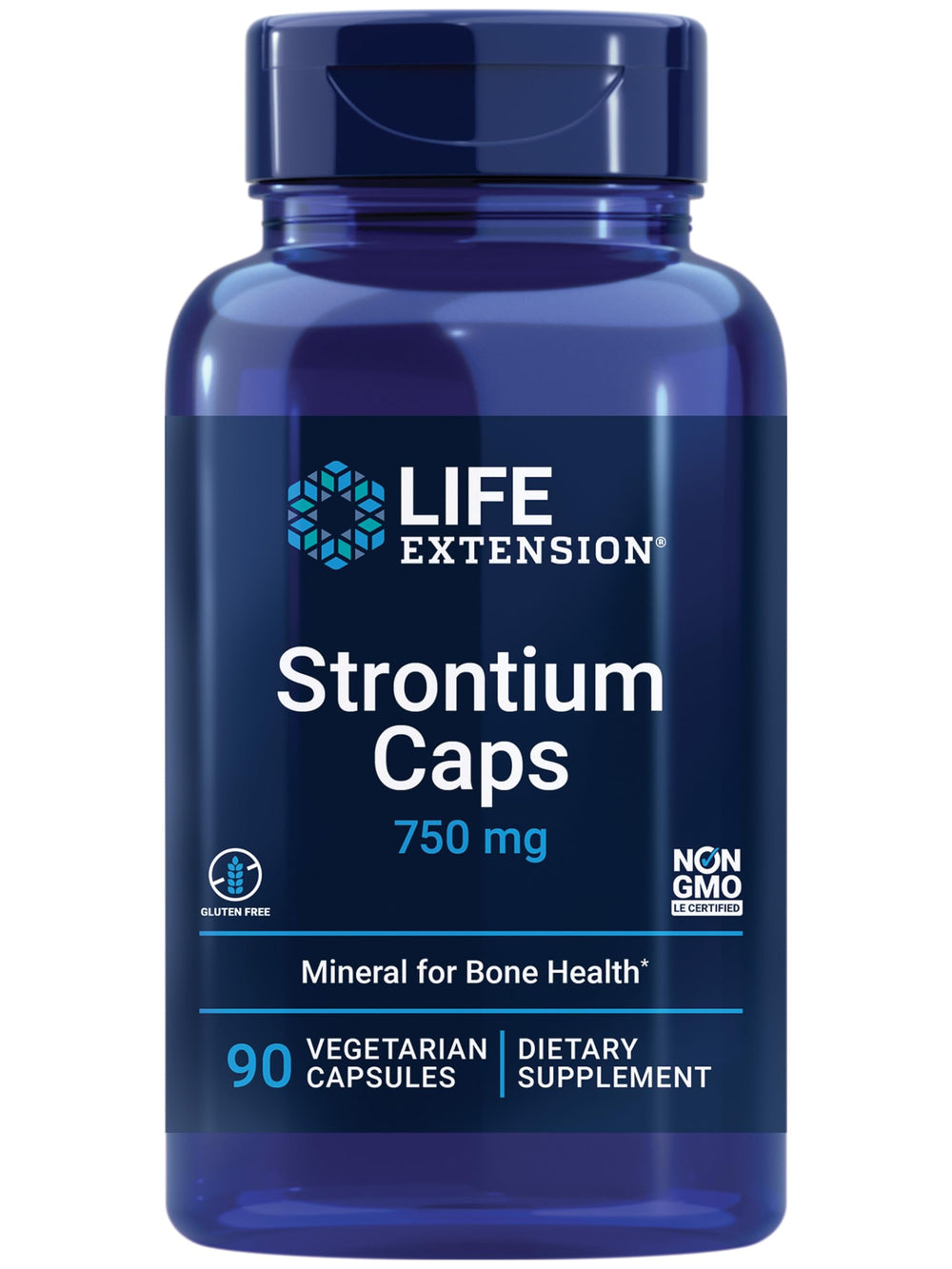 Life Extension Strontium Caps bottle for convenient daily bone support.