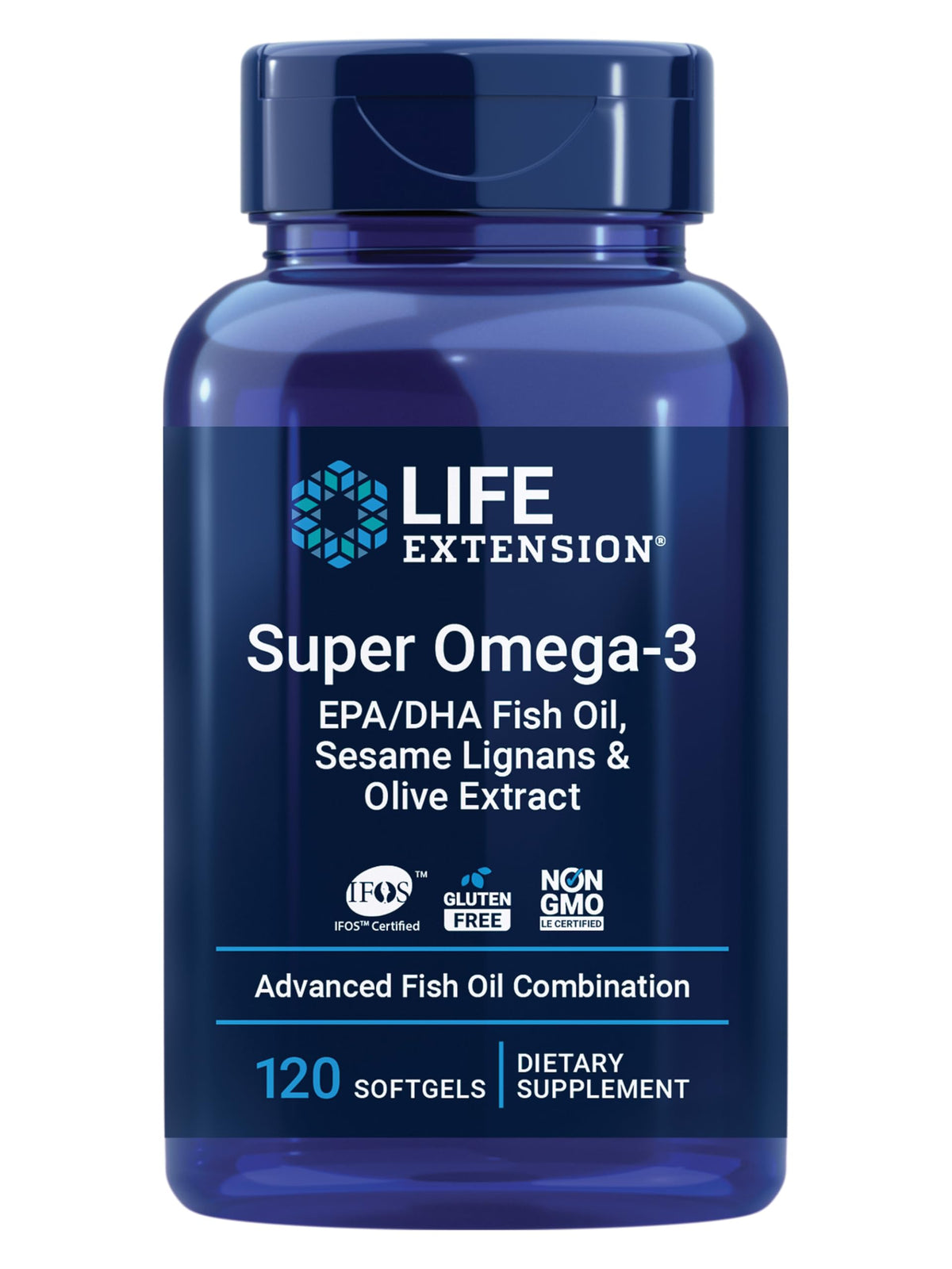 Life Extension Super Omega-3 bottle front view for cognitive support.